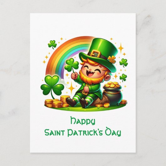 Vrolijke Leprechaun: Saint Patrick's Day feestelij Feestdagenkaart (Voorkant)
