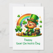 Vrolijke Leprechaun: Saint Patrick's Day Feestelij Feestdagenkaart (Voorkant)