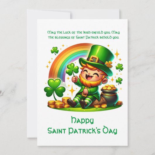 Vrolijke Leprechaun: Saint Patrick's Day feestelij Feestdagenkaart (Voorkant)