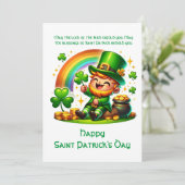 Vrolijke Leprechaun: Saint Patrick's Day feestelij Feestdagenkaart (Staand voorkant)