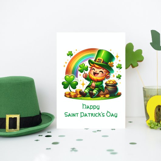 Vrolijke Leprechaun: Saint Patrick's Day feestelij Feestdagenkaart