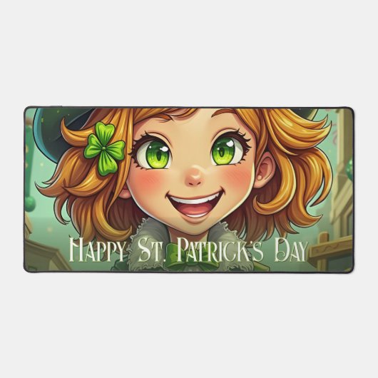 Vrolijke Leprechaun - St. Patrick's Day Lucky Char Bureaumat (Voorkant)