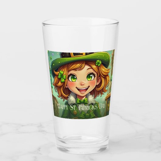 Vrolijke Leprechaun - St. Patrick's Day Lucky Char Glas (Voorkant)