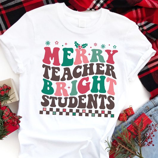 Vrolijke leraar Bright Students Retro Kerstmis Tri-Blend Shirt