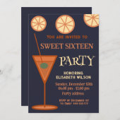 Vrolijke leuke coole cocktailparty zoet 16 kaart (Voorkant / Achterkant)