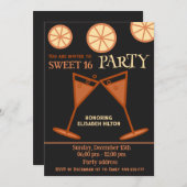 Vrolijke leuke coole zoete 16 cocktailparty kaart (Voorkant / Achterkant)