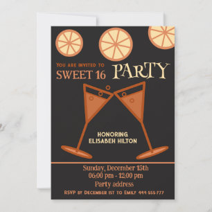 Vrolijke leuke coole zoete 16 cocktailparty kaart