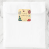 Vrolijke leuke kleurrijke ornamenten geschenken Va Vierkante Sticker (Tas)