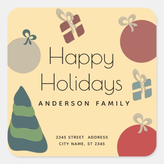 Vrolijke leuke kleurrijke ornamenten geschenken Va Vierkante Sticker (Voorkant)