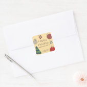 Vrolijke leuke kleurrijke ornamenten geschenken Va Vierkante Sticker (Envelop)