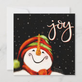 Vrolijke Leuke Sneeuwman Kerstmis Inspirativiteit Feestdagenkaart (Voorkant)