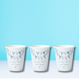 Vrolijke lichtblauwe Baby shower Garland Papieren Bekers