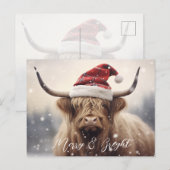 Vrolijke & lichte Koe in een kerstmuts Feestdagenkaart (Voorkant / Achterkant)