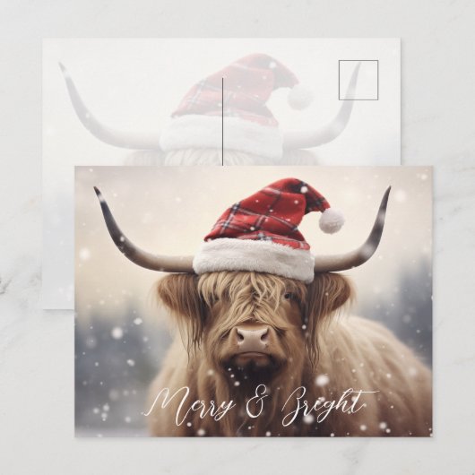 Vrolijke & lichte Koe in een kerstmuts Feestdagenkaart (Voorkant / Achterkant)