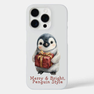 Vrolijke & Lichtgevende Pinguïn Kerstmis iPhone 16 Pro Hoesje