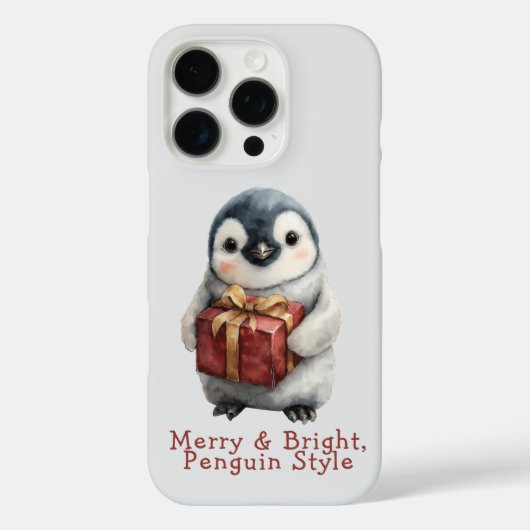 Vrolijke & Lichtgevende Pinguïn Kerstmis Case-Mate iPhone Case (Achterkant)