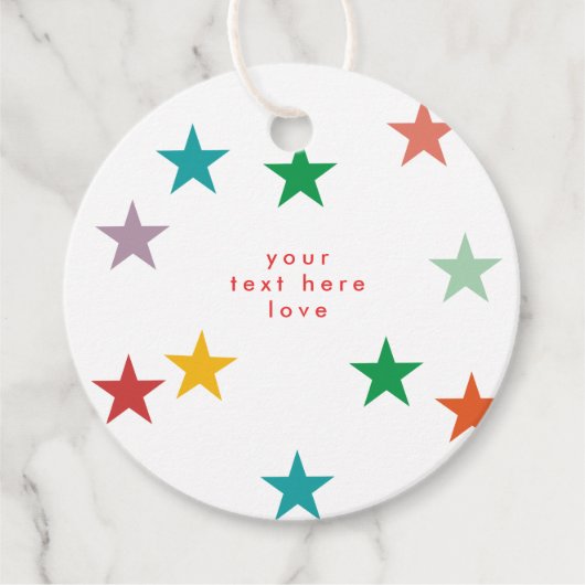 VROLIJKE LIEFDE VREUGDE | KLEURRIJKE KERST BEDANKJES LABELS (Voorkant)