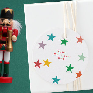 VROLIJKE LIEFDE VREUGDE   KLEURRIJKE KERST BEDANKJES LABELS