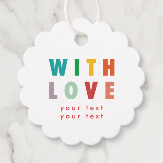 VROLIJKE LIEFDE VREUGDE | KLEURRIJKE KERST BEDANKJES LABELS (Voorkant)