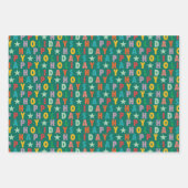 VROLIJKE LIEFDE VREUGDE | KLEURRIJKE KERST INPAKPAPIER VEL (Voorkant 3)