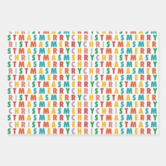 VROLIJKE LIEFDE VREUGDE | KLEURRIJKE KERST INPAKPAPIER VEL (Voorkant 2)