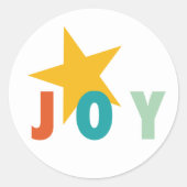 VROLIJKE LIEFDE VREUGDE | KLEURRIJKE KERST RONDE STICKER (Voorkant)