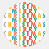 VROLIJKE LIEFDE VREUGDE | KLEURRIJKE KERST RONDE STICKER (Voorkant)