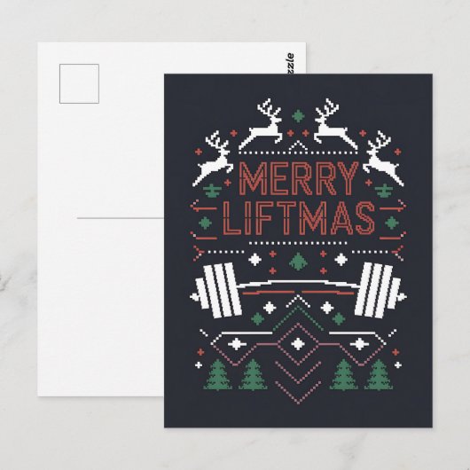 Vrolijke Liftmas Kerst Gym Santa Ugly Xmas Briefkaart (Voorkant / Achterkant)