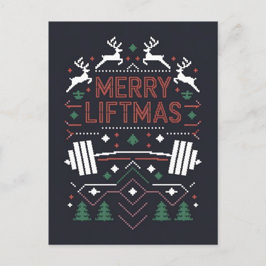 Vrolijke Liftmas Kerst Gym Santa Ugly Xmas Briefkaart (Voorkant)