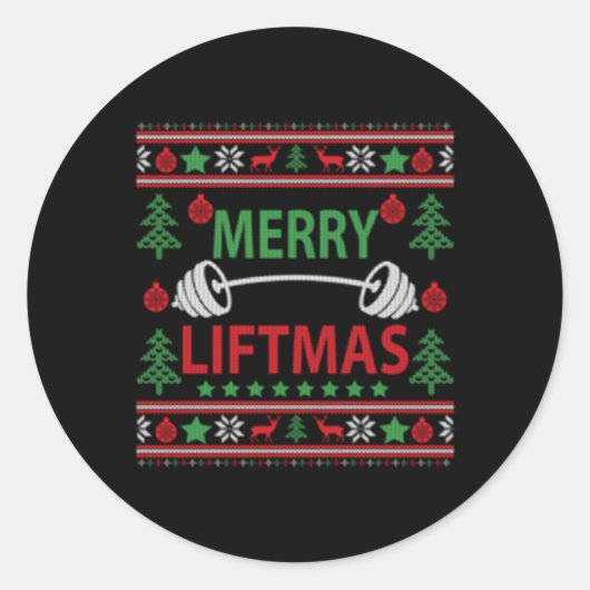 Vrolijke Liftmas Lelijke Gym Workout Ronde Sticker (Voorkant)