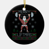 Vrolijke Liftmas Lelijke Kerst Gym Workout Keramisch Ornament (Voorkant)