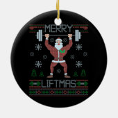 Vrolijke Liftmas Lelijke Kerst Gym Workout Keramisch Ornament (Achterkant)