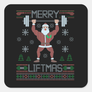 Vrolijke Liftmas Lelijke Kerst Gym Workout Vierkante Sticker