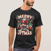 Vrolijke Liftmas Santa Christmas Gym T-shirt (Voorkant)
