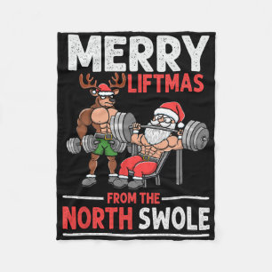 Vrolijke Liftmas van North Swolle Muscle Santa Gew Fleece Deken
