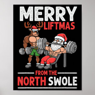 Vrolijke Liftmas van North Swolle Muscle Santa Gew Poster