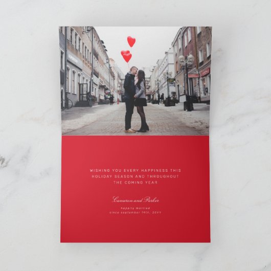 Vrolijke Lijnen Grote Rode Stip Moderne Typografie Feestdagen Kaart (Binnen)