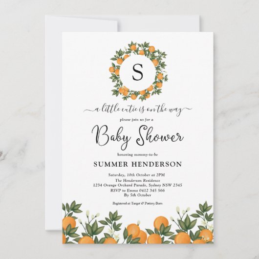 Vrolijke Little Cutie Botanische Citrus Baby showe Kaart (Voorkant)