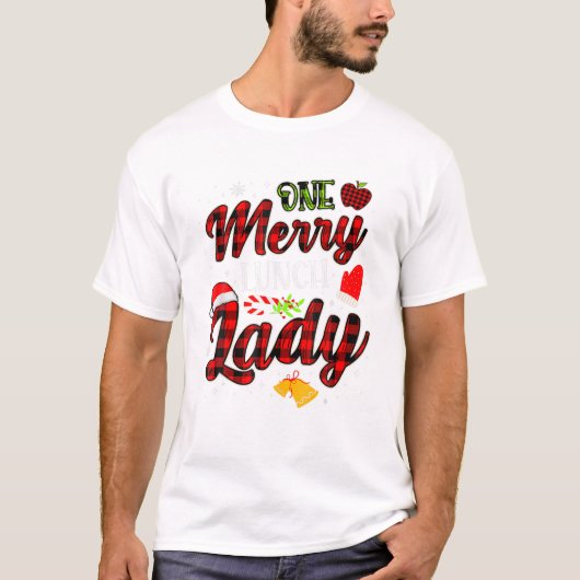 vrolijke Lunch Dames Kerstmis T-shirt (Voorkant)