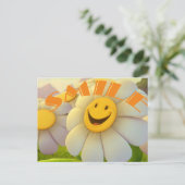 Vrolijke madeliefjes glimlach briefkaart (Staand voorkant)