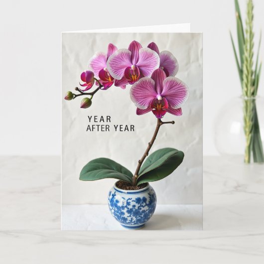 Vrolijke Magenta Bloem Kaart (Voorkant)