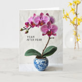 Vrolijke Magenta Bloem Kaart (Gele Bloem)