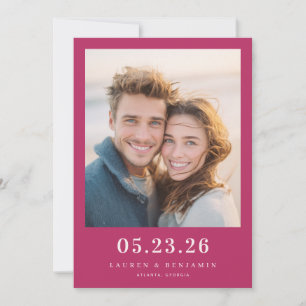 Vrolijke Magenta Romantische Foto Save The Date