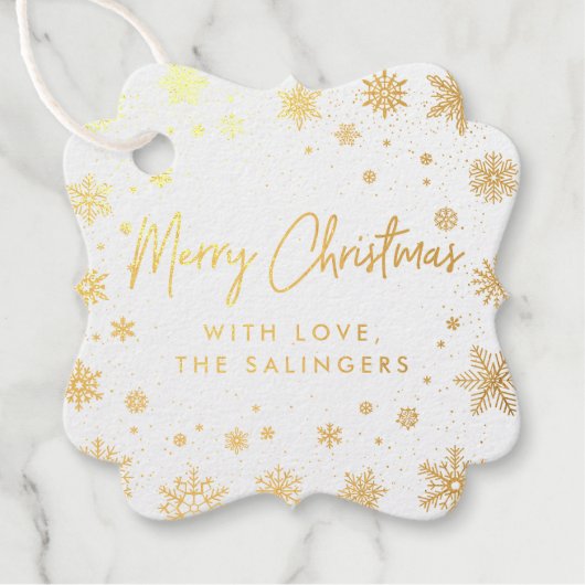 Vrolijke magie | Kerst Sneeuwvlok Gift Labels (Voorkant)