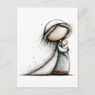Vrolijke Maria en baby Jezus Kerststal Briefkaart