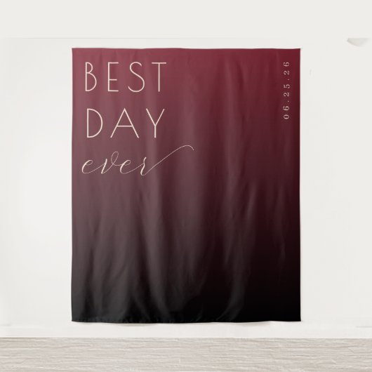 Vrolijke Maroon Gradiënt Calligrafie Wandkleed (Voorkant)