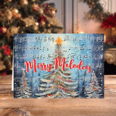 Vrolijke melodieën Waterverf Musical Kerstbomen Feestdagen Kaart