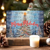 Vrolijke melodieën Waterverf Musical Kerstbomen Feestdagen Kaart