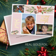 Vrolijke Merry and Bright foto collage goud blush