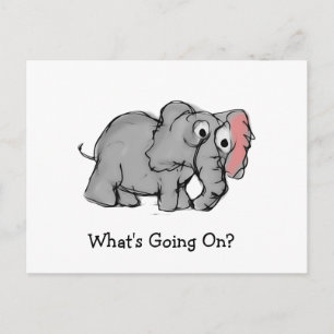 Vrolijke met de hand getekende olifant illustratie briefkaart